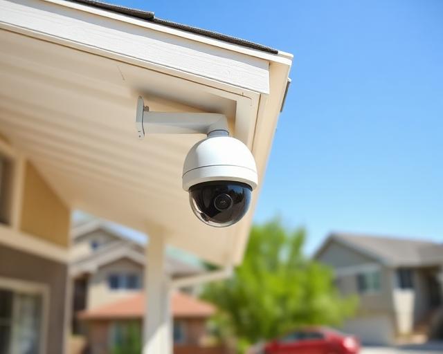 Security camera on home exterior
